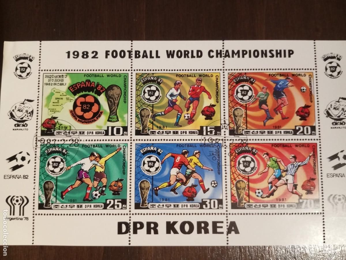 Sellos: FUTBOL , MUNDIAL ESPA&Ntilde;A 82, HB DE COREA 1981