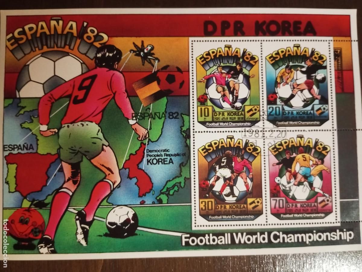 Sellos: FUTBOL, ESPA&Ntilde;A 82 HB DE COREA 1982