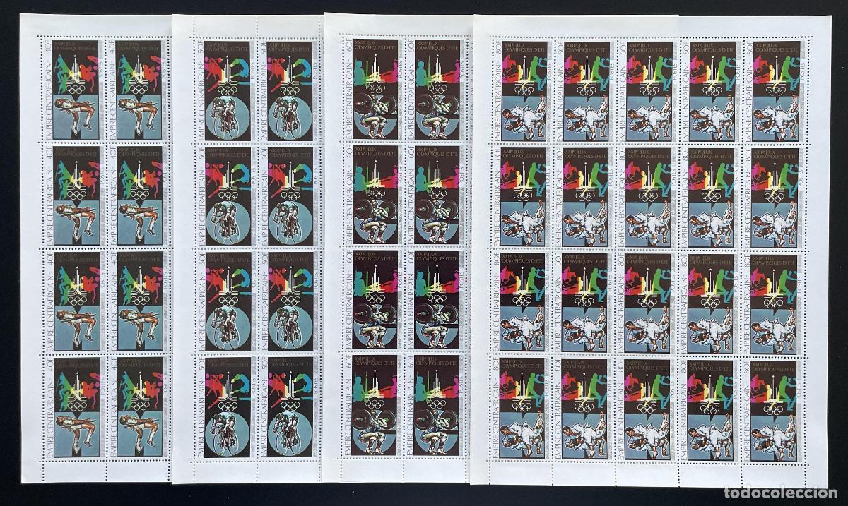 Sellos: Hoja de tabl&oacute;n Centroafricana 1979 YT 383-386 bicicleta los Juegos Ol&iacute;mpicos Mosc&uacute; 1980