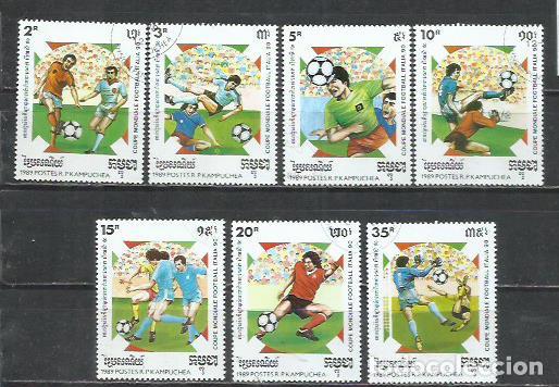 Sellos: 9735-SERIE COMPLETA FUTBOL Kampuchea 1989 N&ordm; 857/863