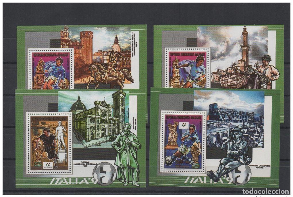 Sellos: Madagascar 1989 FIFA Soccer Football 1990 Copa Mundial de Italia Mi. No. 118-121