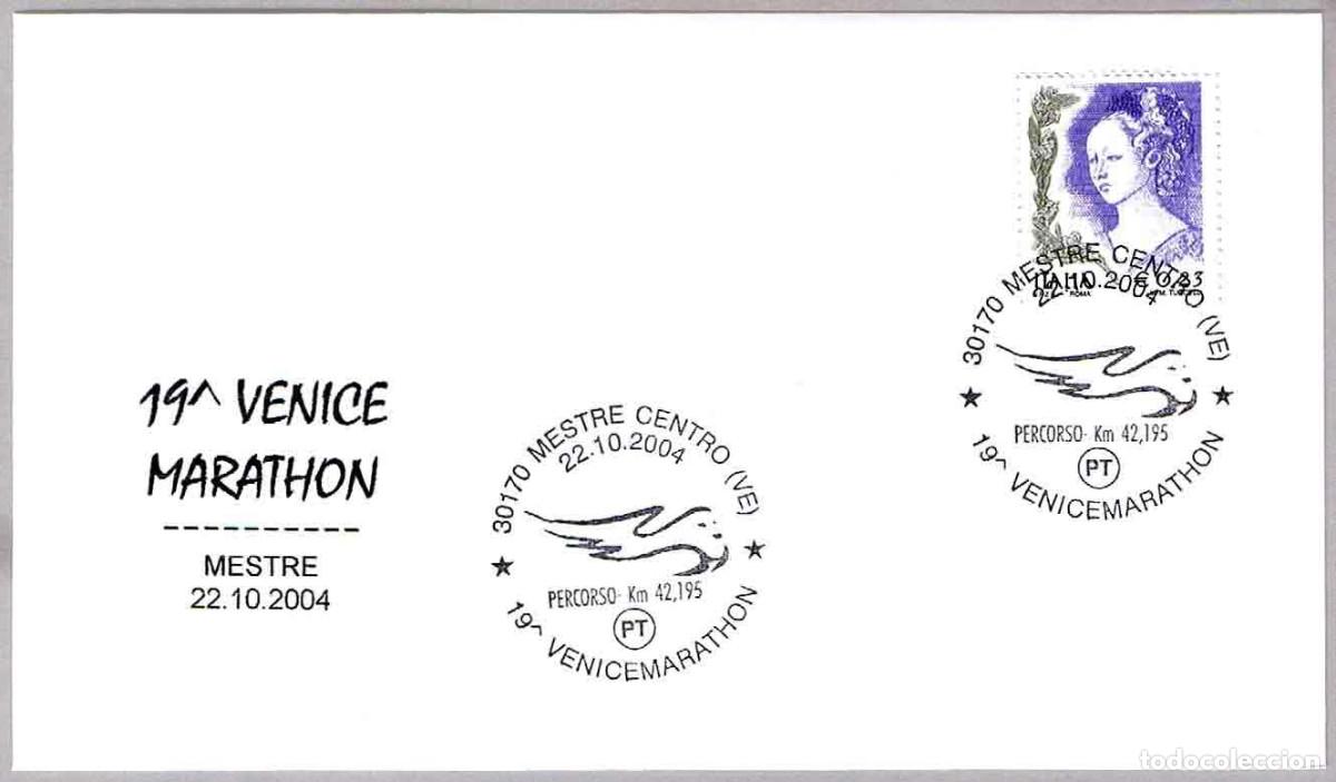 Sellos: Matasellos ATLETISMO - 19 MARATON DE VENACIA. Mestre, Italia, 2004