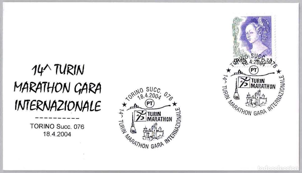 Sellos: Matasellos DEPORTES - ATLETISMO - 14 MARATON INT. DE TURIN. Torino, Italia, 2004