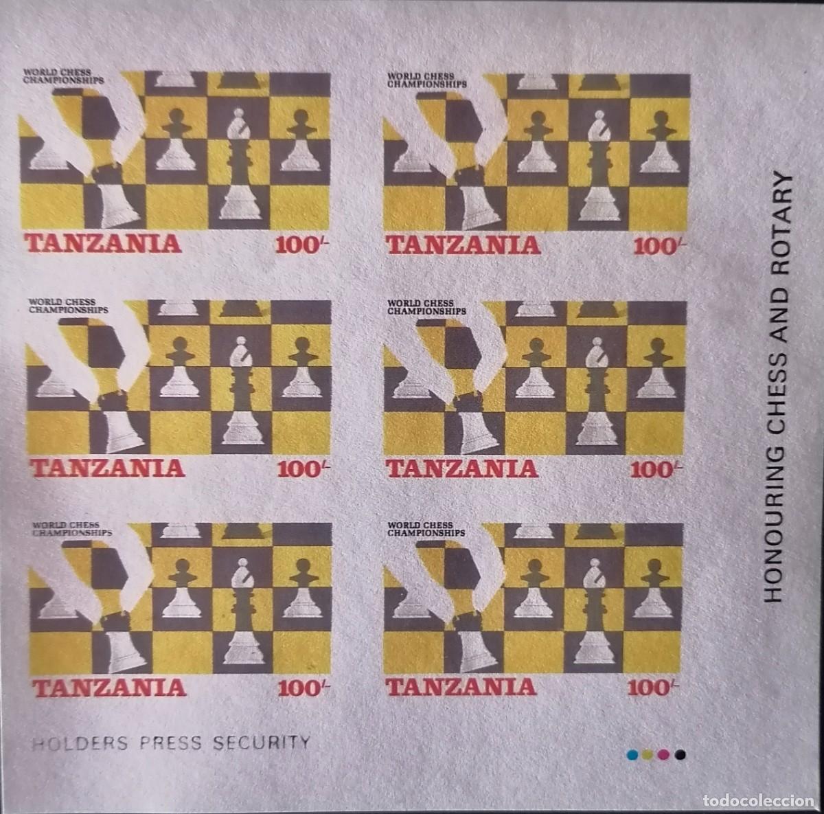 Sellos: TANZANIA 1986 - HB CAMPEONATO MUNDIAL DE AJEDREZ .