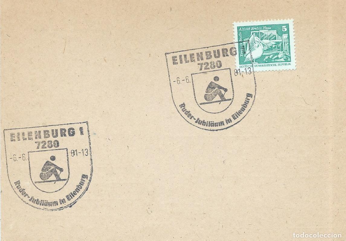 Sellos: 1981. ALEMANIA DEL ESTE/EAST GERMANY. MATASELLOS/POSTMARK. REMO/ROWING. DEPORTES/SPORTS.