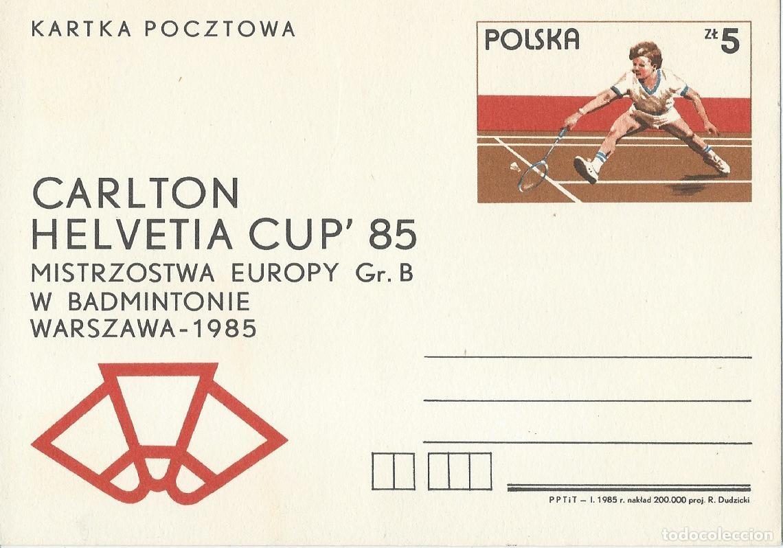 Sellos: 1985. POLONIA/POLAND. ENTERO POSTAL/STATIONERY. BADMINTON. DEPORTES/SPORTS.