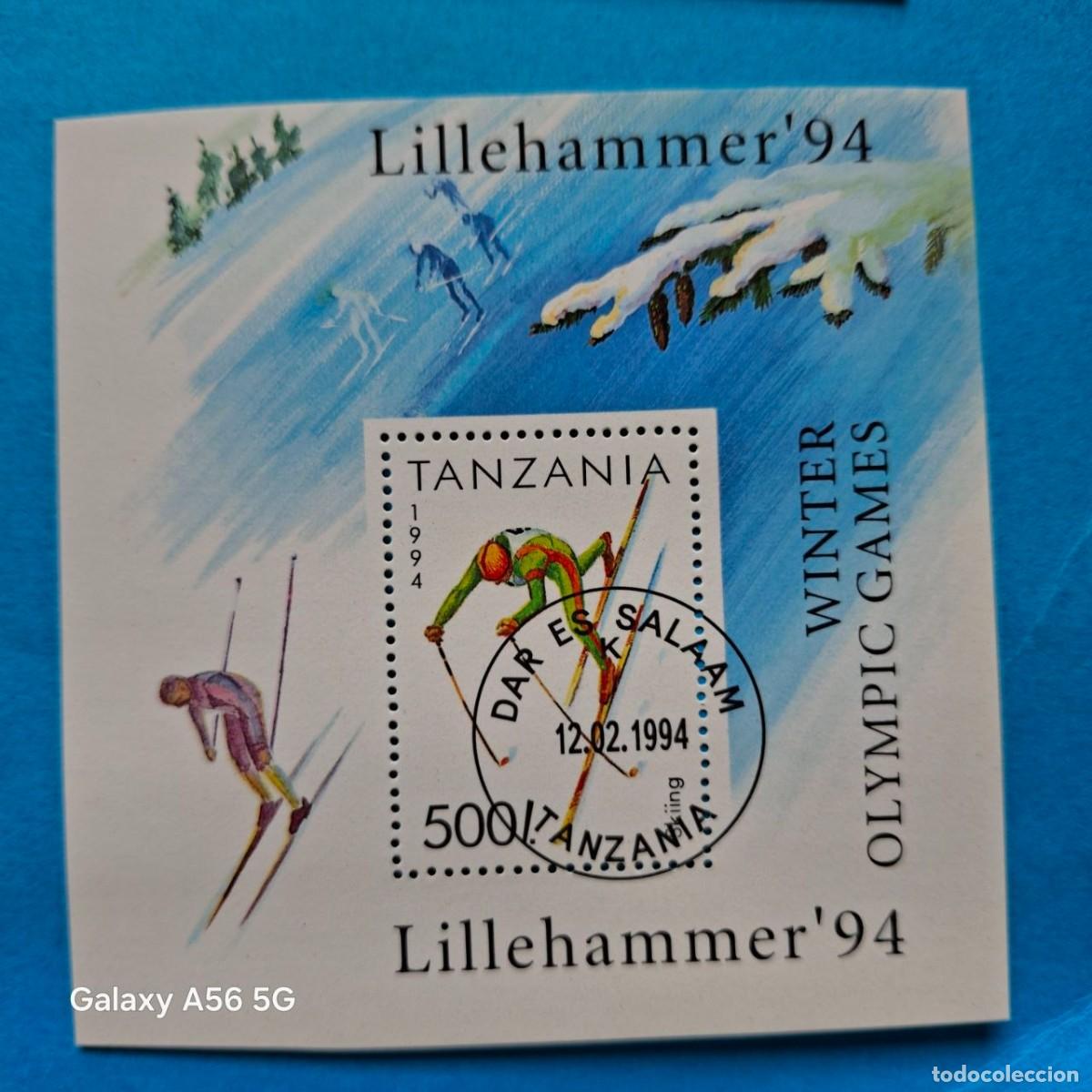 Sellos: Hoja Bloque TANZANIA 1994 (MI TZ BL239) Juegos Ol&iacute;mpicos Invierno LILLEHAMMER'94 con matasello