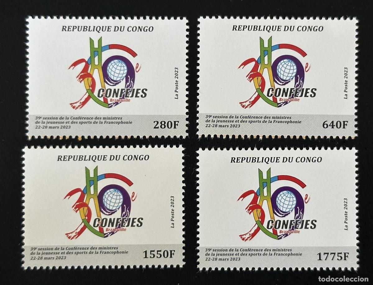 Sellos: Congo 2023 Mi. 1818-1821 CONFEJES Conferencia Francofon&iacute;a juventud deportes