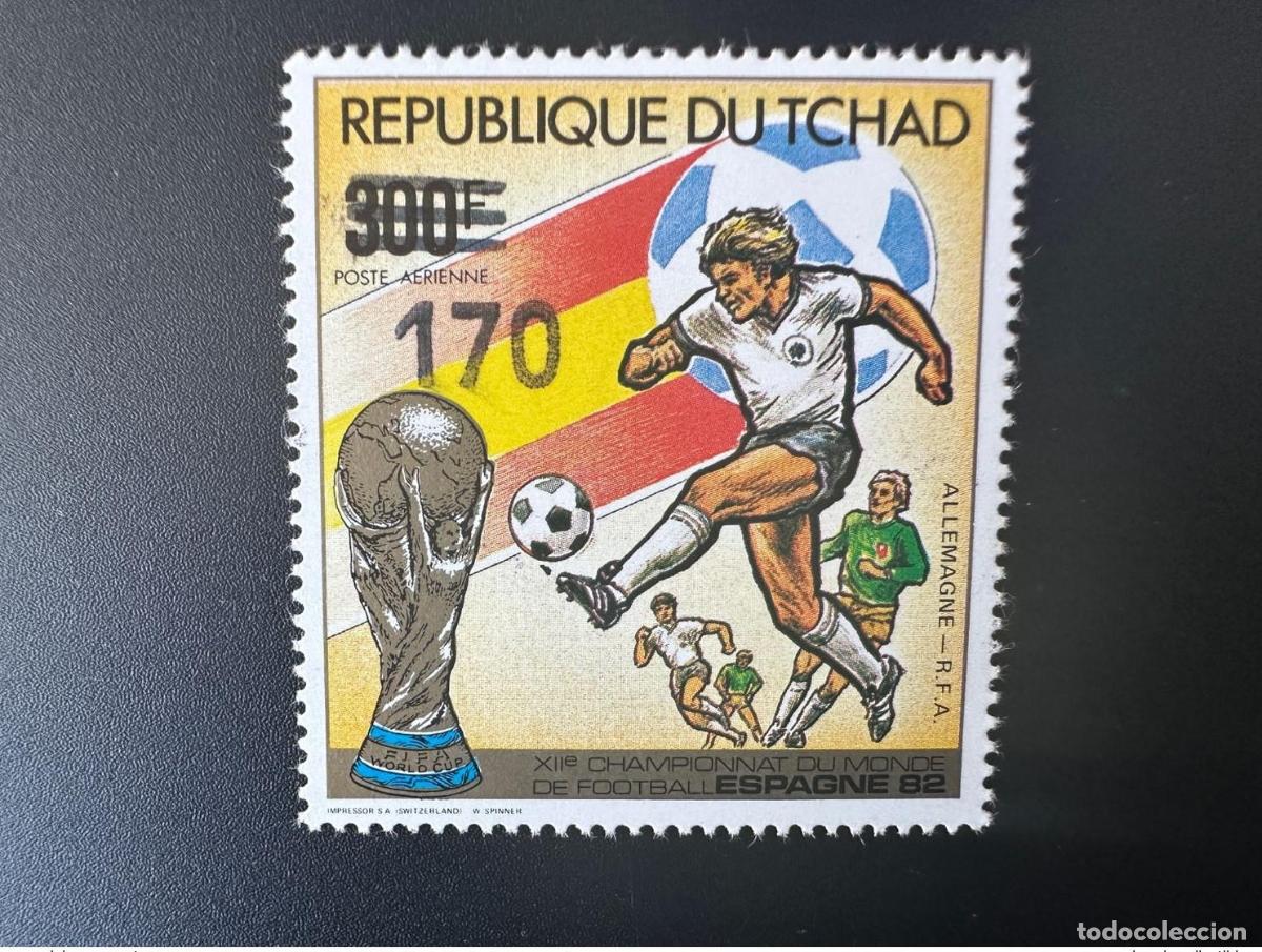 Sellos: Chad 1987/1988 Mi. 1148 sobrecargado Copa de F&uacute;tbol FIFA Mundial Espa&ntilde;a