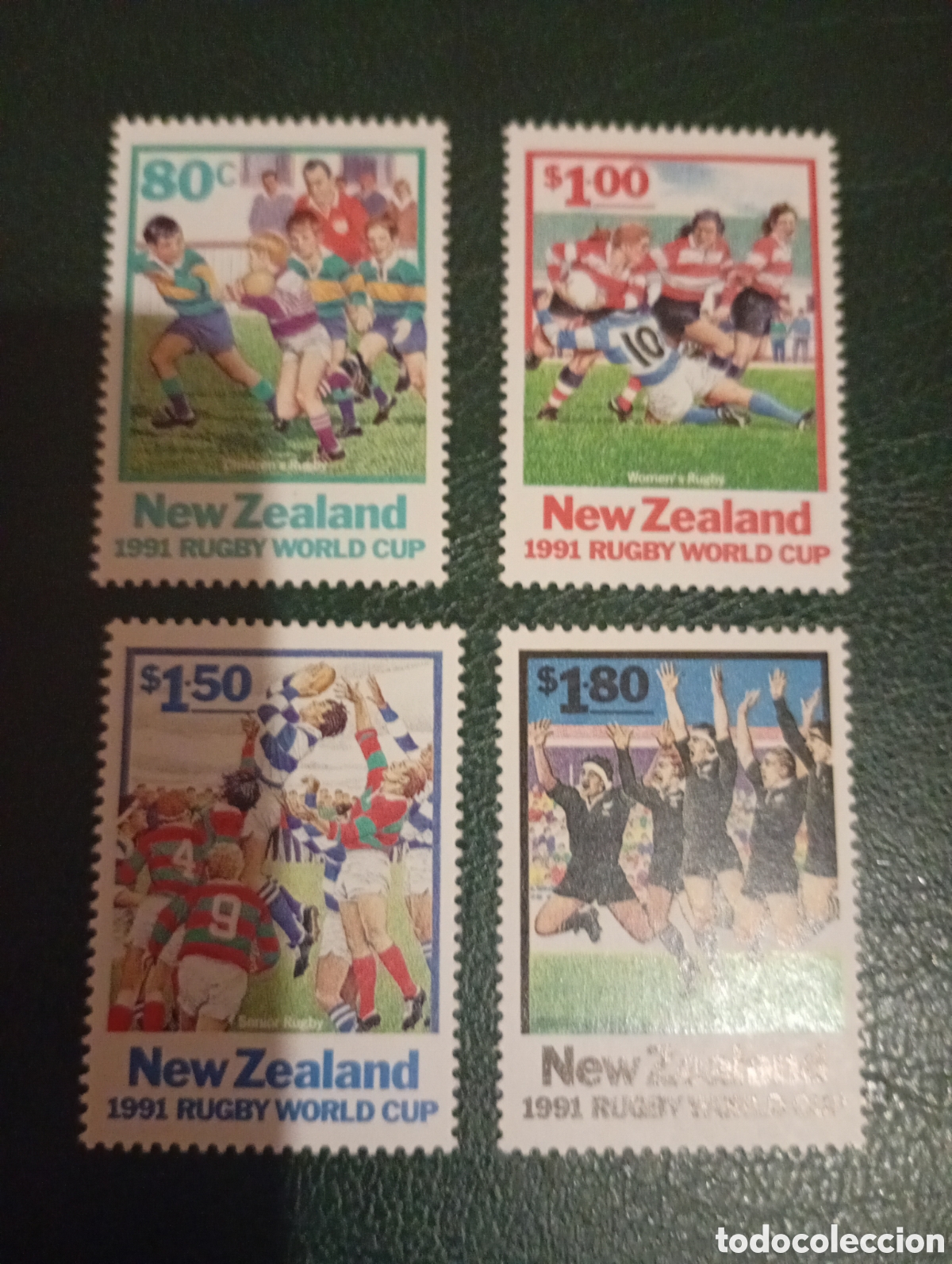 Sellos: NUEVA ZELANDA 1991 COPA DEL MUNDO DE RUGBY