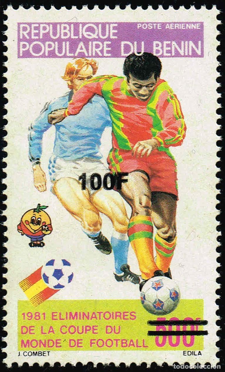 Sellos: Ben&iacute;n 1996 Mi. 894 sobrecargado f&uacute;tbol Copa del Mundo correo a&eacute;reo Espa&ntilde;a
