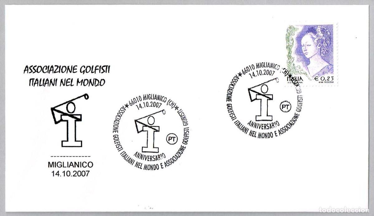 Sellos: Matasellos DEPORTES - GOLF. ASOC. GOLFISTAS ITALIANOS EN EL MUNDO. Miglianico, Italia, 2007