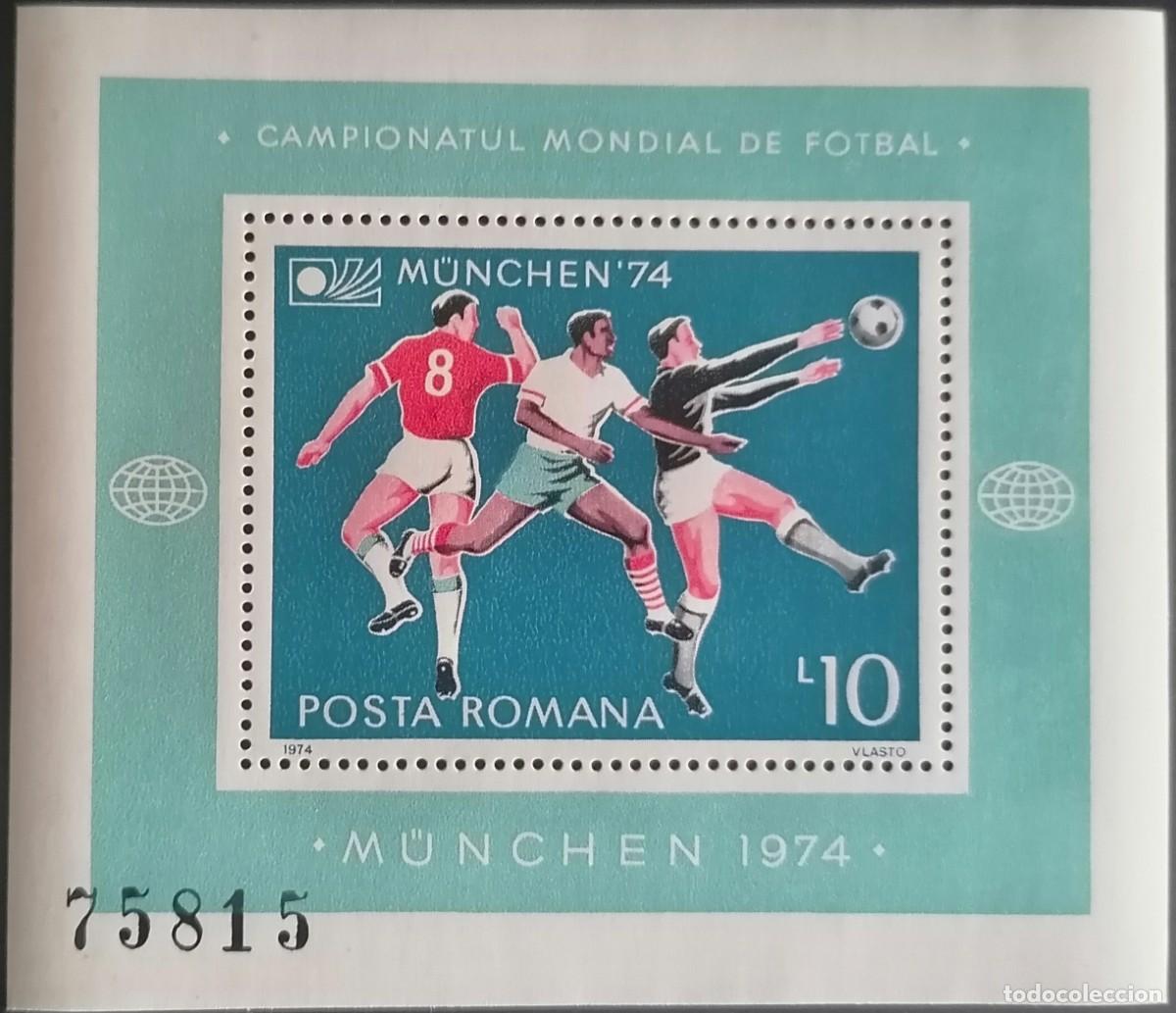 Sellos: RUMANIA 1974 - HB MUNDIAL DE F&Uacute;TBOL / ALEMANIA 74