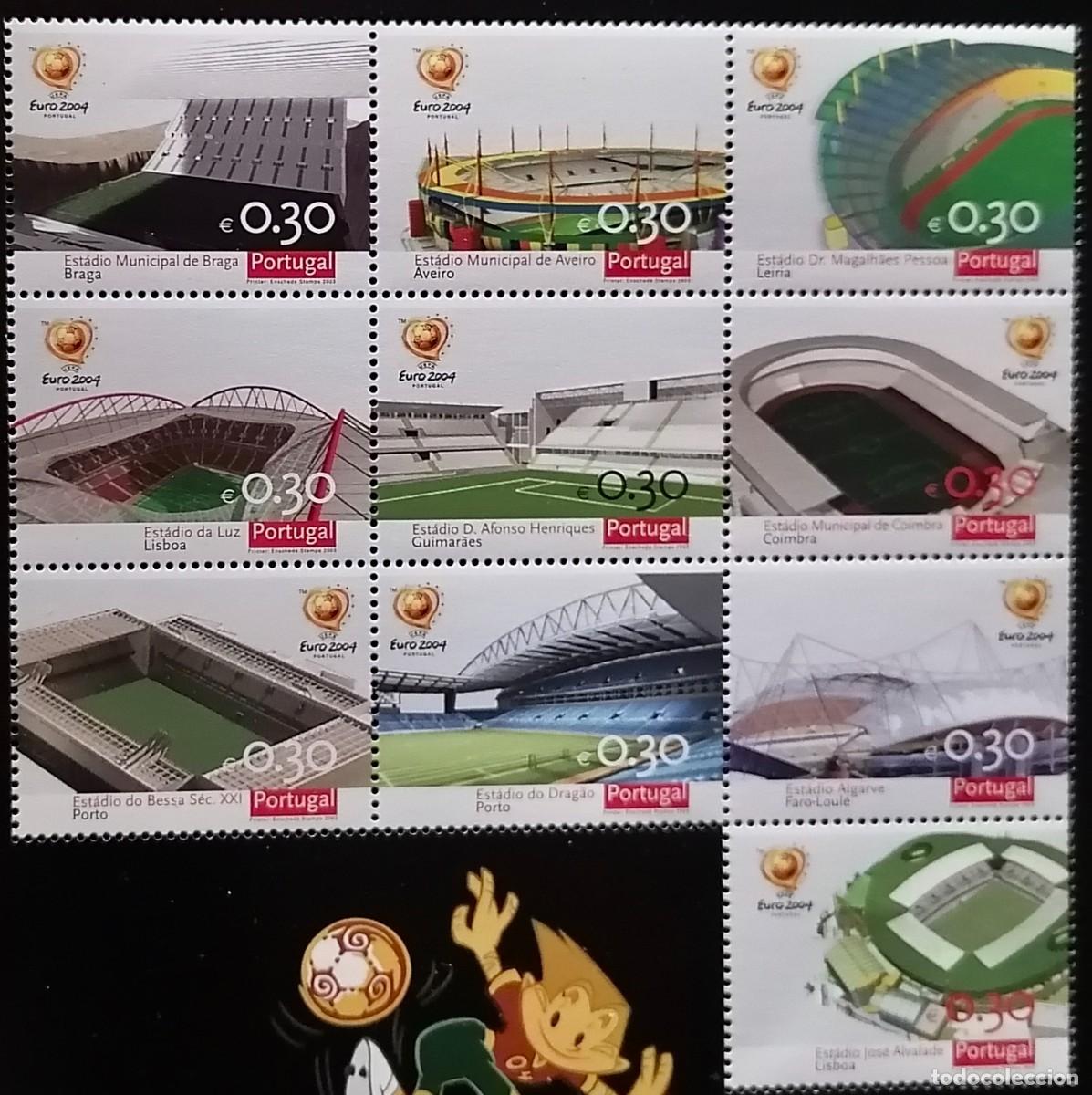 Sellos: PORTUGAL 2004 - ESTADIOS DE F&Uacute;TBOL .