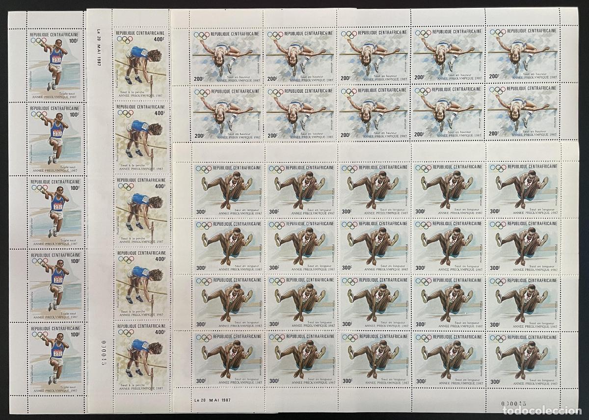 Sellos: Centroafricano 1987 YT PA 361-364 tabl&oacute;n Juegos Ol&iacute;mpicos de Se&uacute;l Atletismo Salto