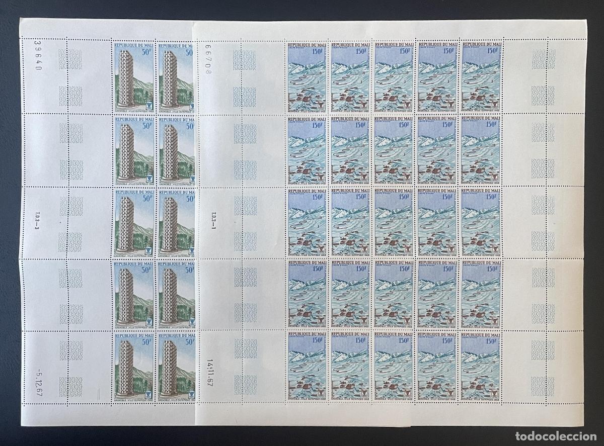 Sellos: Mali 1968 YT PA 53-54 bloque Grenoble Juegos Ol&iacute;mpicos Invierno Alpes