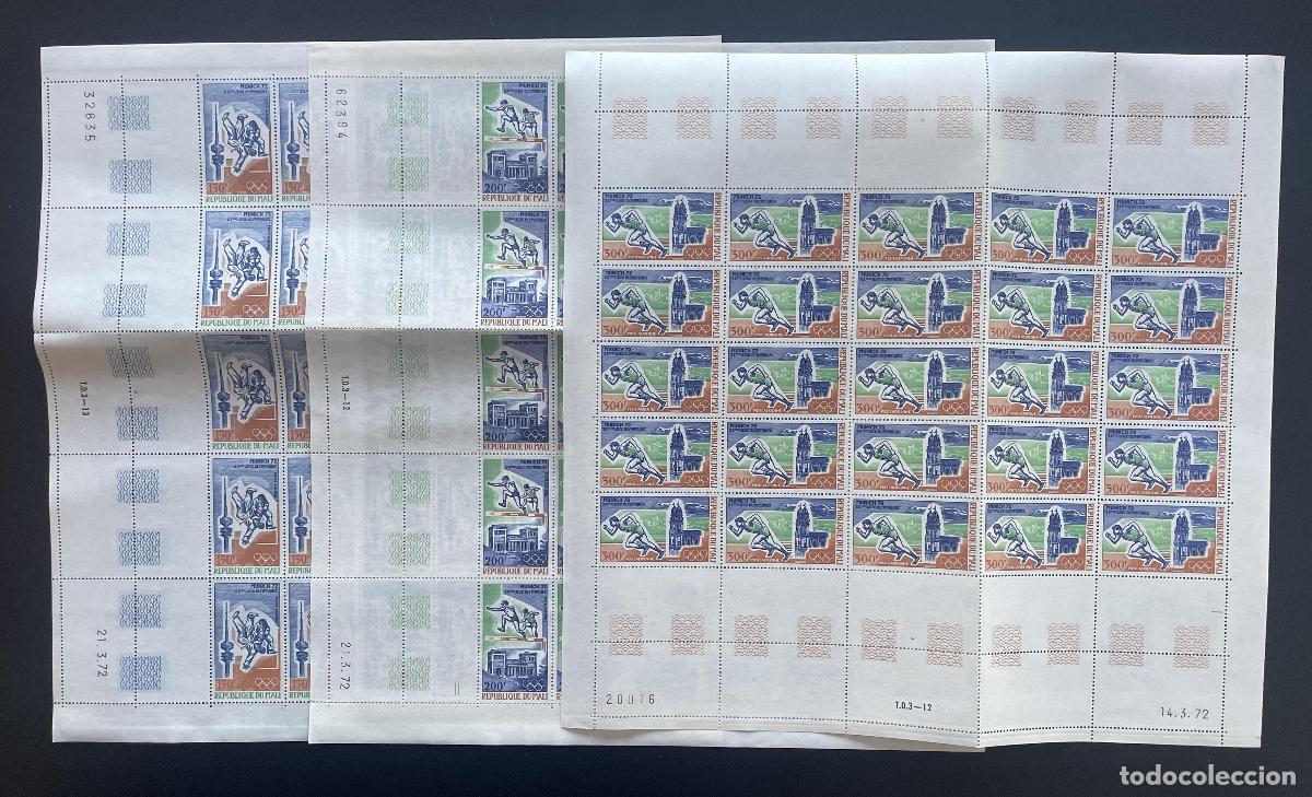 Sellos: Mali 1972 YT PA 148-150 bloque Juegos Ol&iacute;mpicos M&uacute;nich f&uacute;tbol