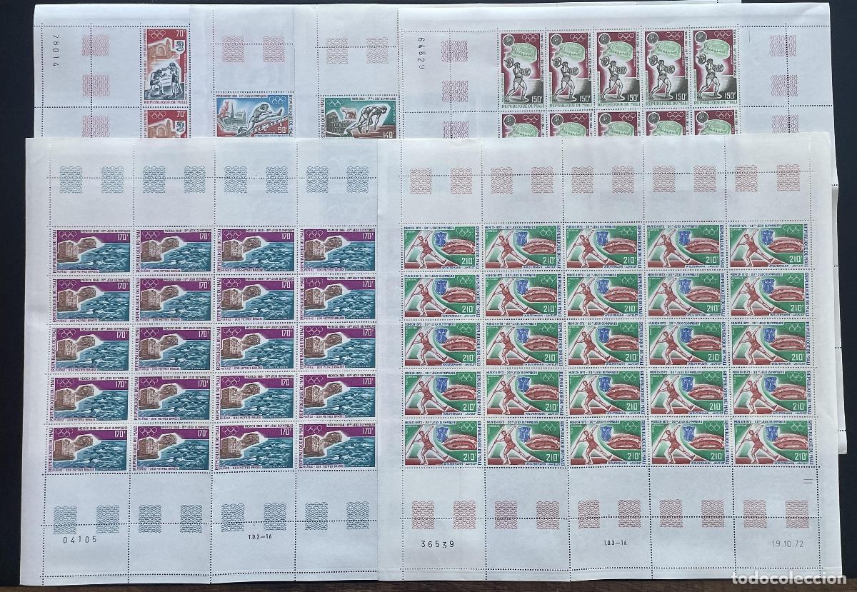 Sellos: Mali 1972 YT PA 159-164 bloque Juegos Ol&iacute;mpicos Munich M&eacute;xico deporte