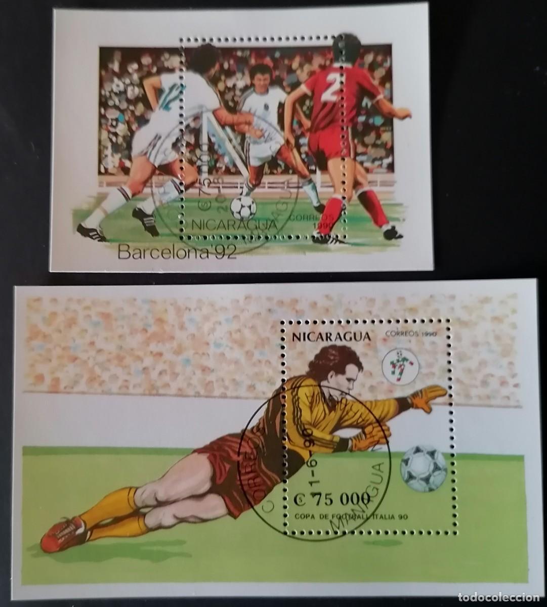Sellos: NICARAGUA 1990 - 2 HB F&Uacute;TBOL .