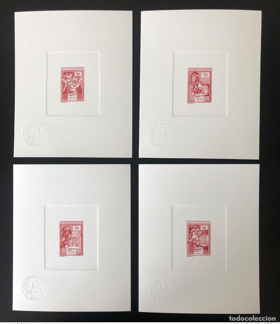 Sellos: Madagascar 1992 Prueba de artista Mi. 1399-1402A F&uacute;tbol 1994 Copa Mundial Estados Unidos