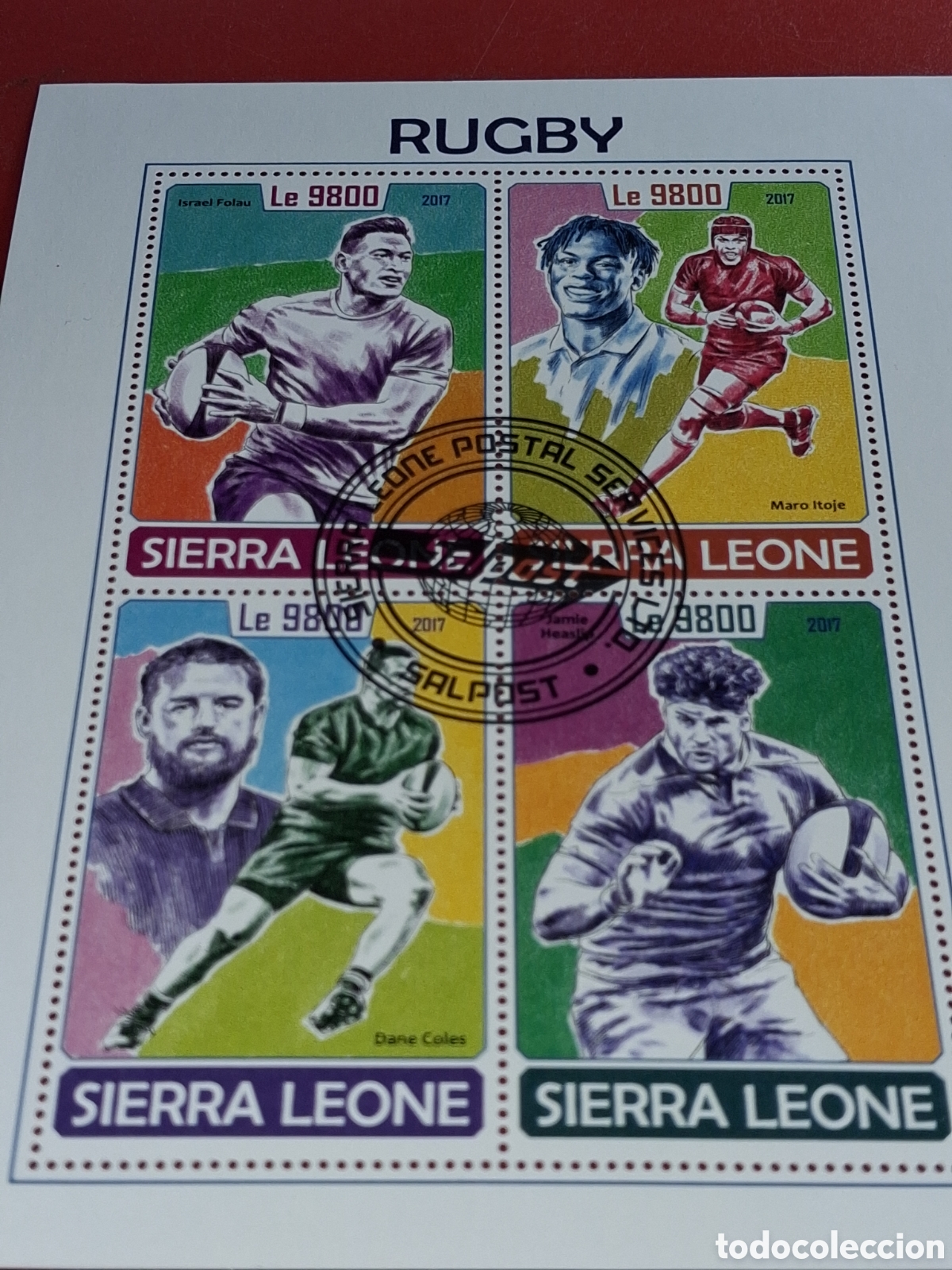 Sellos: HB Sierra Leona mtdo 2017. Rugby. F&uacute;tbol americano. Deporte. Estrellas.