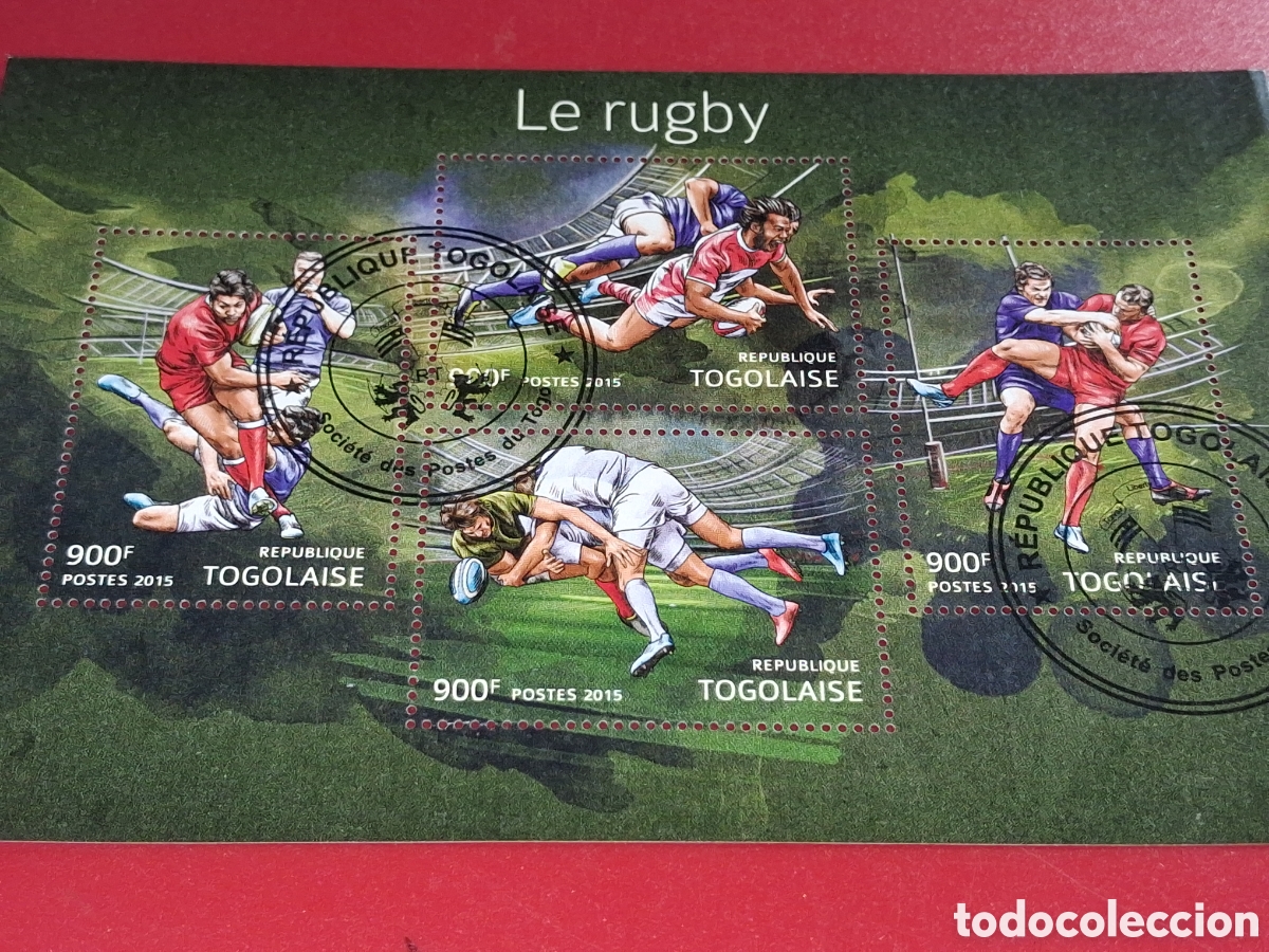 Sellos: HB Togo mtdo 2015. Rugby. F&uacute;tbol americano. Deporte. Atletas. Competici&oacute;n.