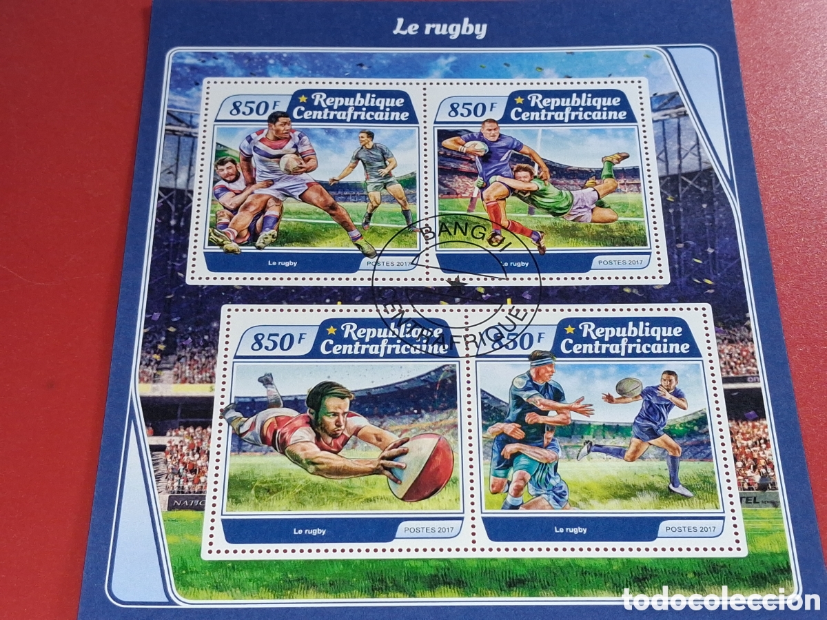 Sellos: HB Centroafricana mtdo 2017. Rugby. F&uacute;tbol americano. Deporte. Atletas. Competici&oacute;n