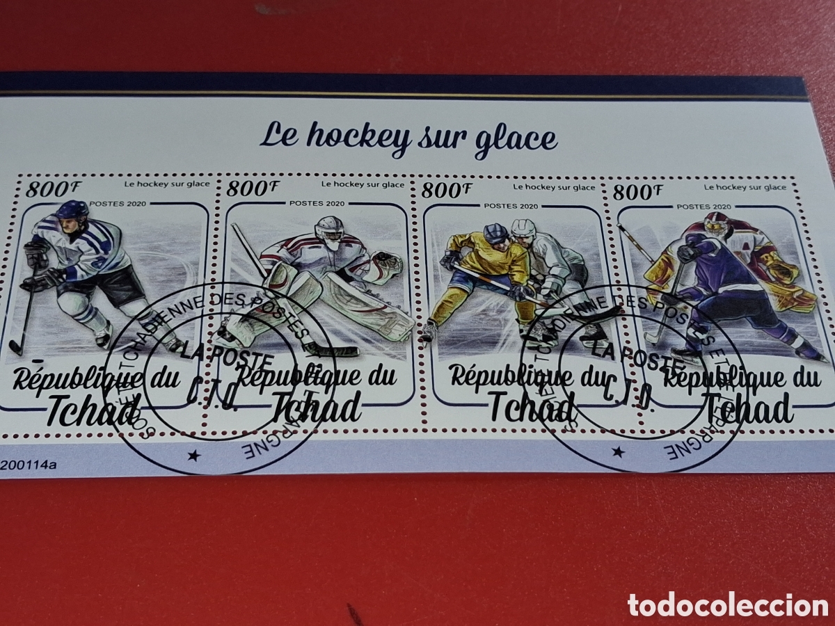 Sellos: HB Chad mtdo 2020. Hockey sobre hielo. Deporte. Competici&oacute;n. Atletas. Juego.