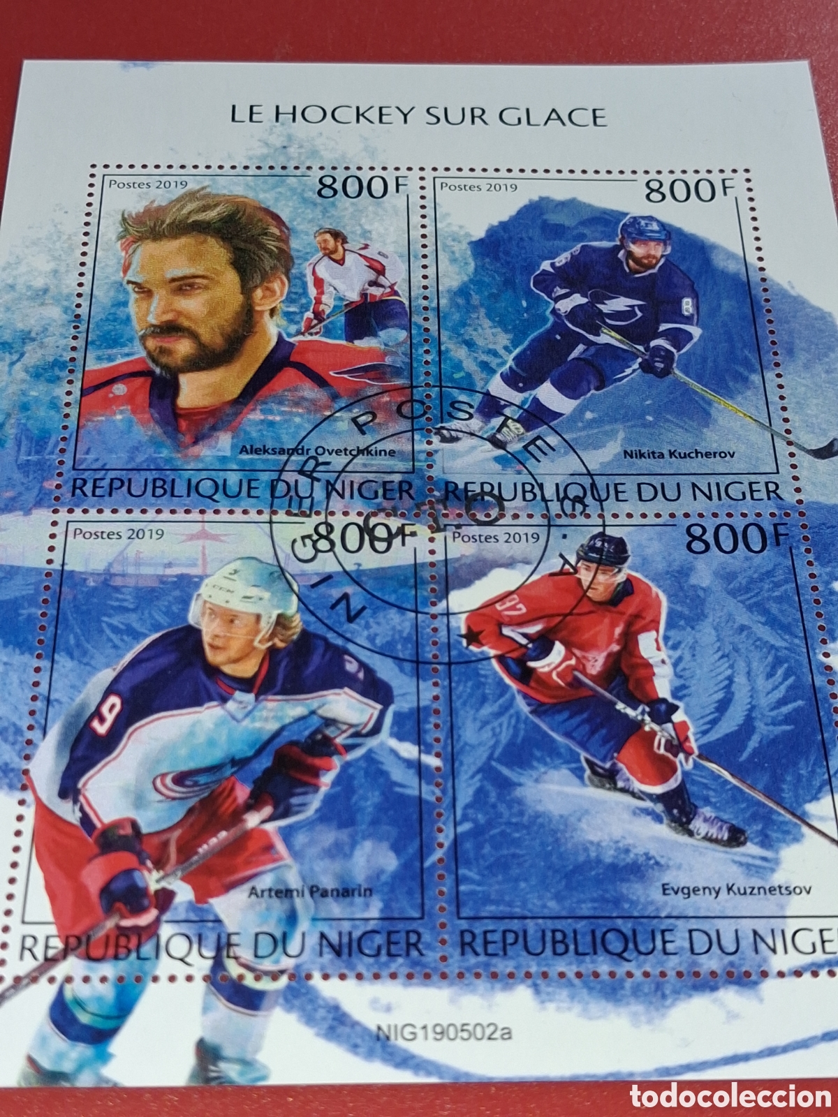 Sellos: HB N&iacute;ger mtdo 2019. Hockey sobre hielo. Deporte. Competici&oacute;n. Atletas. Juego.