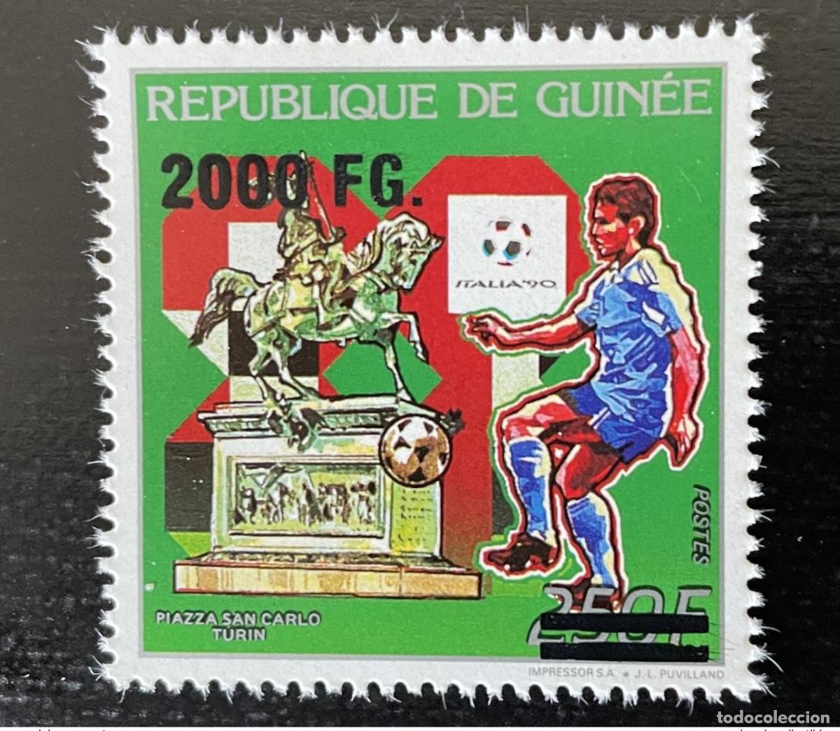 Sellos: Guinea 2009 Mi. 6733 sobrecargado F&uacute;tbol FIFA Italia Copa Mundial WM 1990