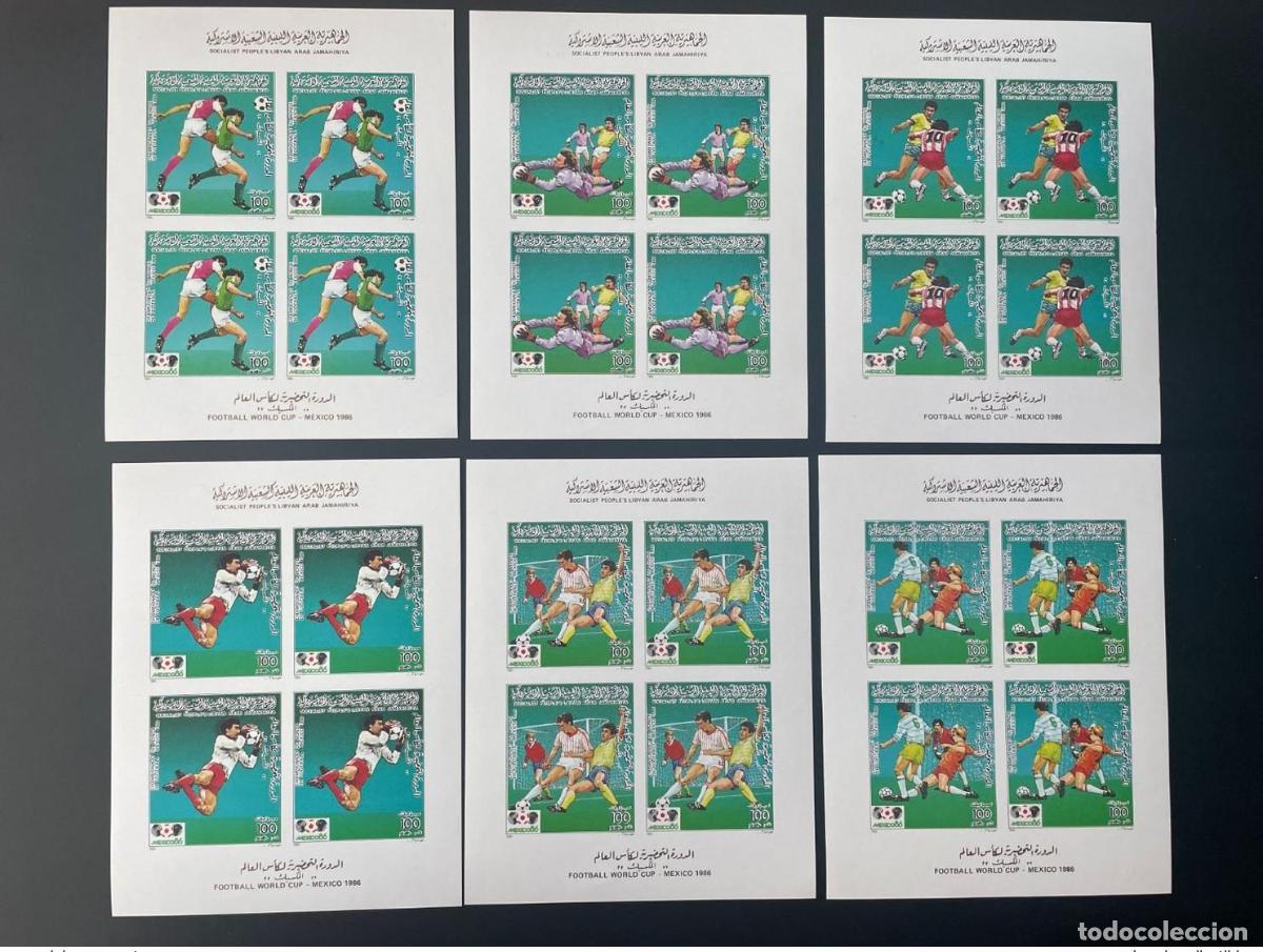 Sellos: Libia 1985 Mi. 1618 - 1623 Klb ND F&uacute;tbol Copa Mundial de la FIFA 1986 M&eacute;xico