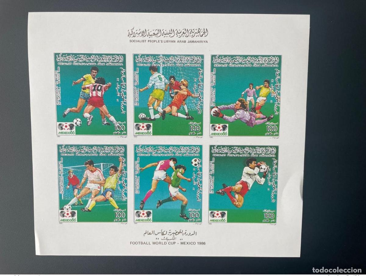 Sellos: Libia 1985 Mi. 1618 - 1623 IMPERF ND colectivo F&uacute;tbol FIFA 1986 M&eacute;xico
