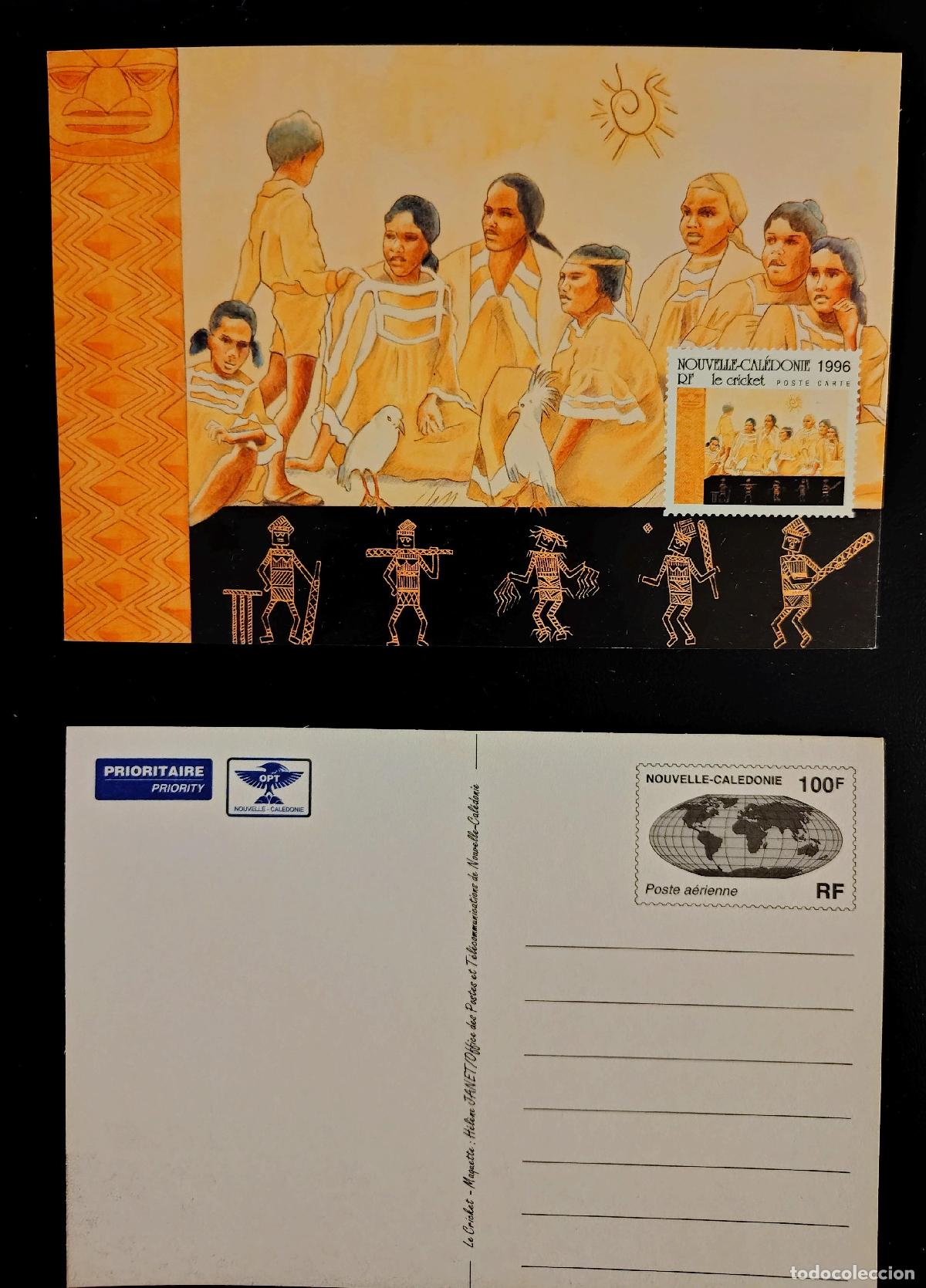 Sellos: Nueva Caledonia 1996 tarjeta postal completa cricket correo a&eacute;reo 100F