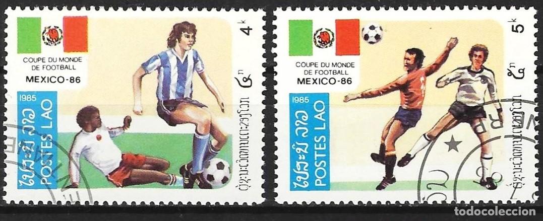 Sellos: Loas 1985 - Mi 817 & 818 - YT 621 & 622 - Copa del mundo de futb&oacute;l en Mexico