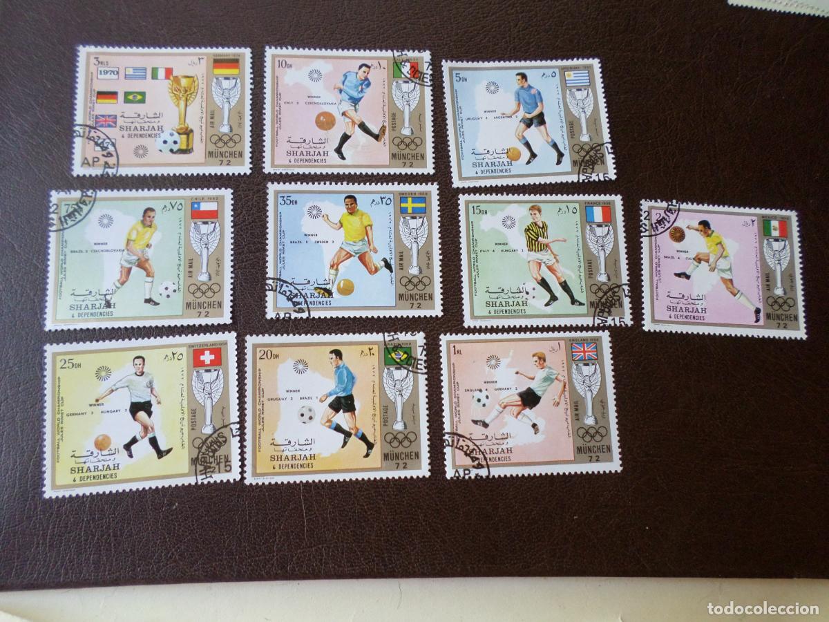 Sellos: futbol, arabia, sharjah, mundial de munich 1972, 10 sellos usados