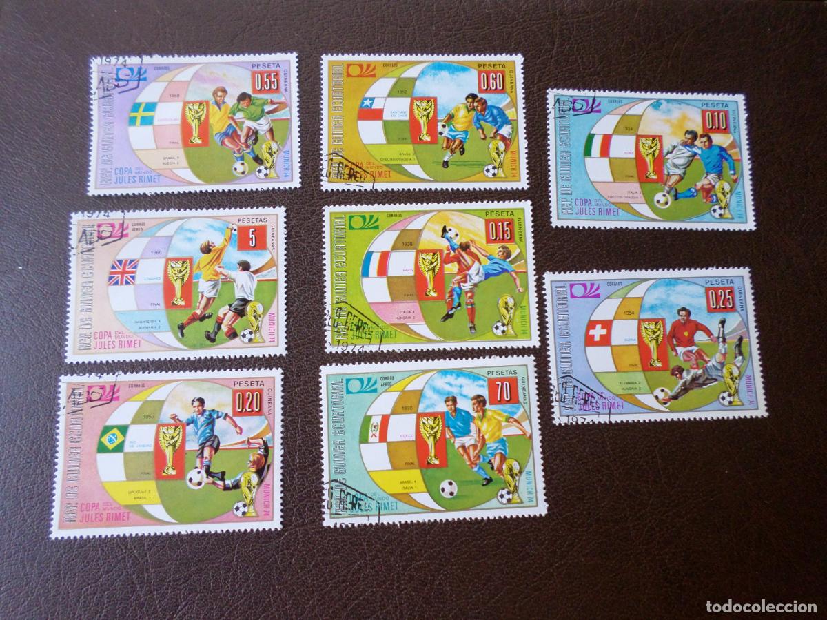 Sellos: futbol, guinea ecuatorial, copa del mundo munich 1974, 8 sellos usados