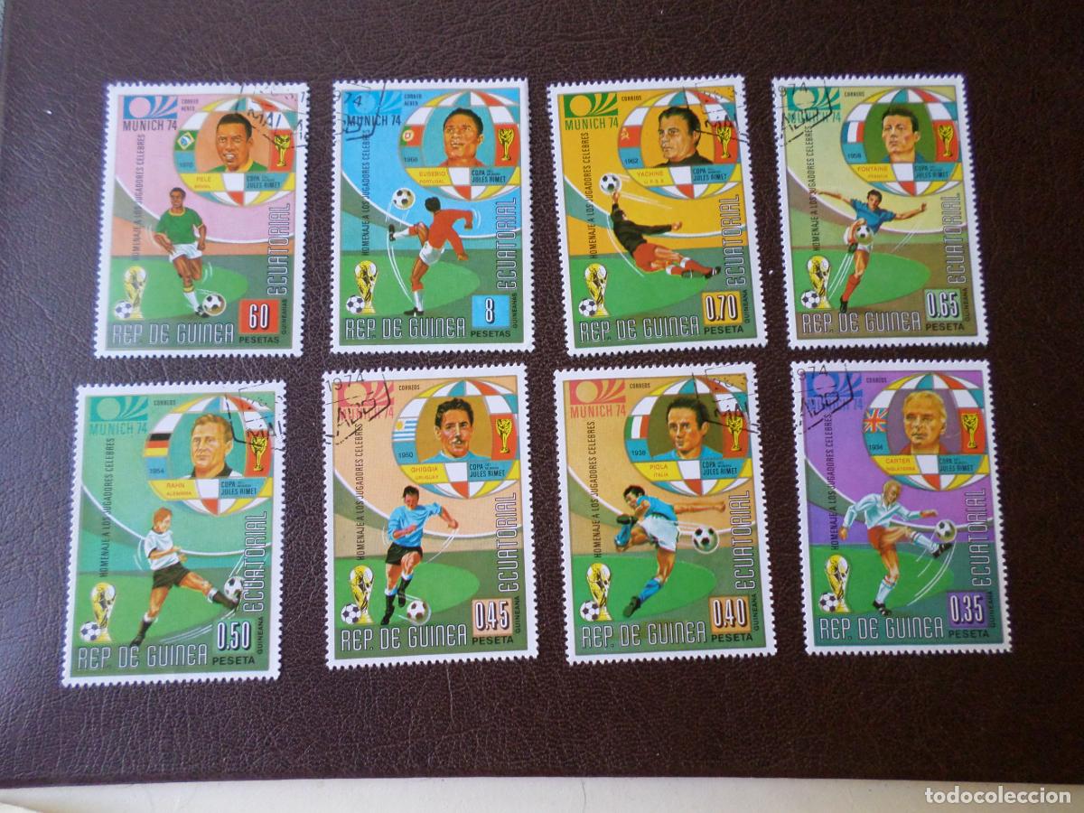 Sellos: futbol, guinea ecuatorial, copa del mundo munich 1974, 8 sellos usados