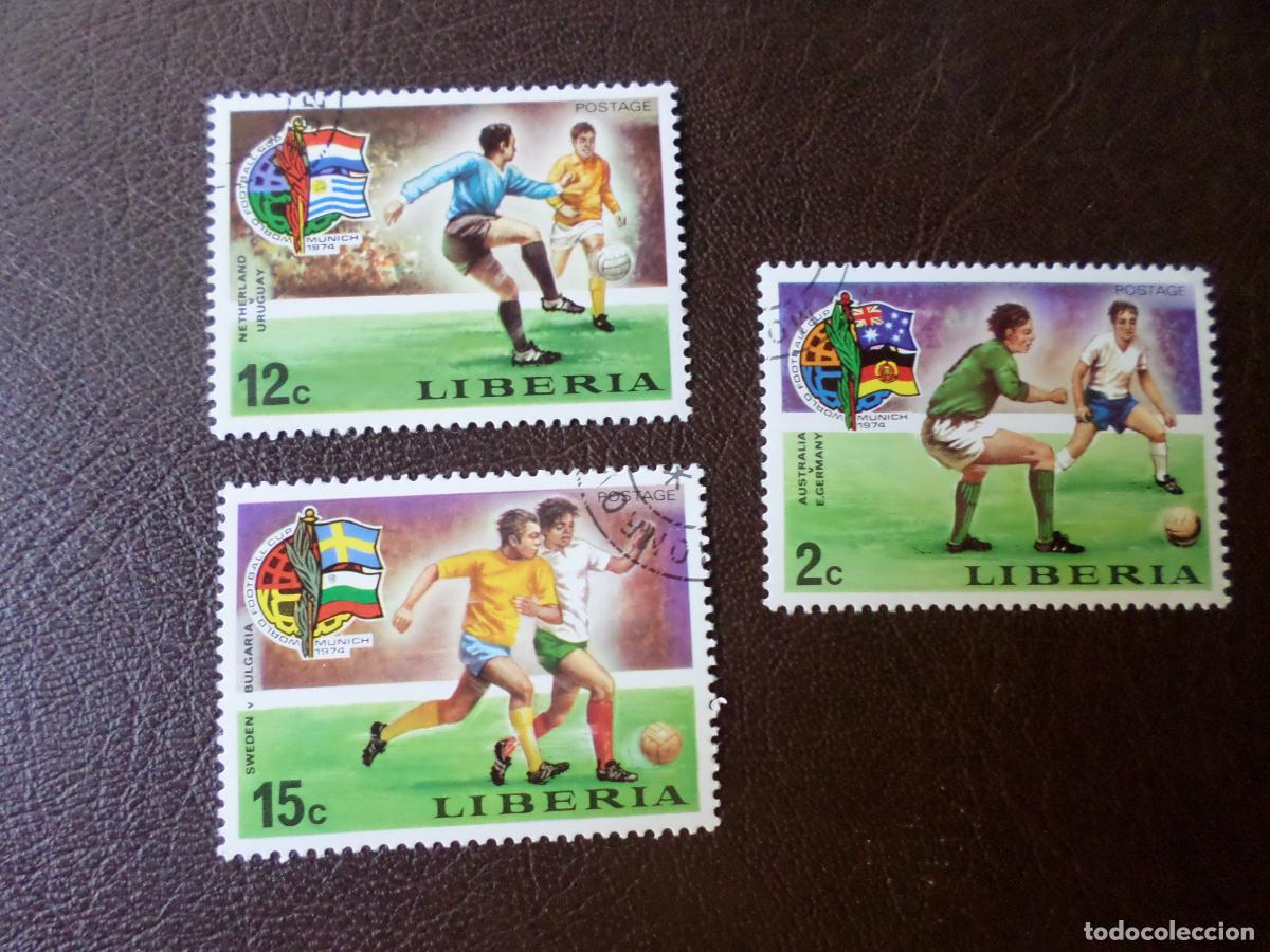 Sellos: futbol, liberia, 3 sellos usados