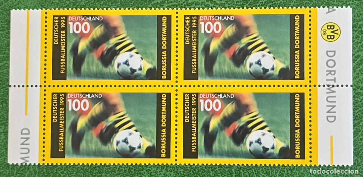 Stamps: bloque de cuatro sellos Nuevos alemanes de 1995 Borussia Dortmund - Futbol