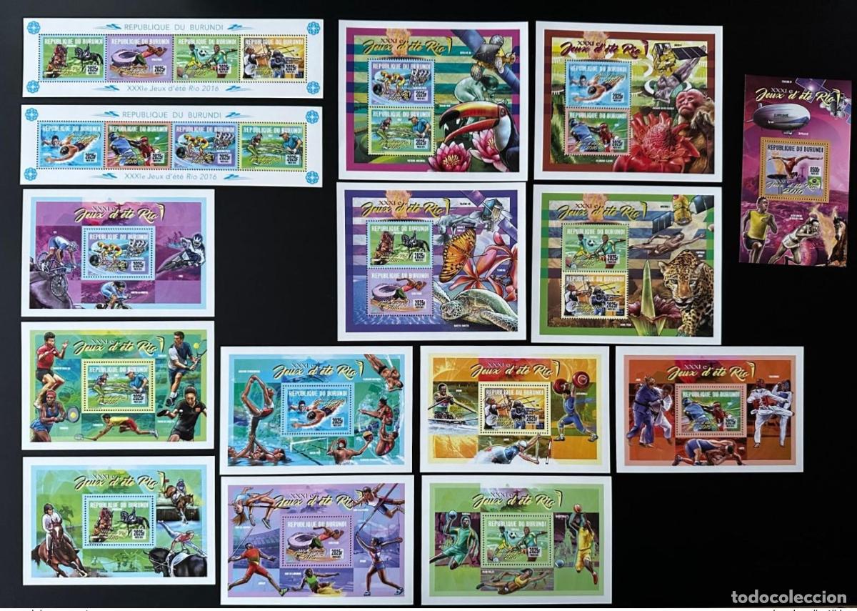 Timbres: Burundi 2015/2016 Mi. 3578 - 3586 Bl. 567 579 Juegos Ol&iacute;mpicos Olympia Rio