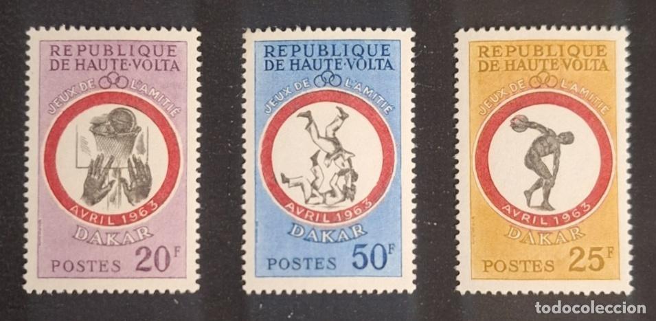 Sellos: Alto Volta 1963 Mi. 117-119 Juegos Amistad Dakar baloncesto lucha