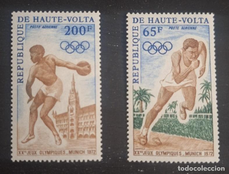 Sellos: Alto Volta 1972 Mi. 365-366 Juegos Ol&iacute;mpicos Munich disco boxeo