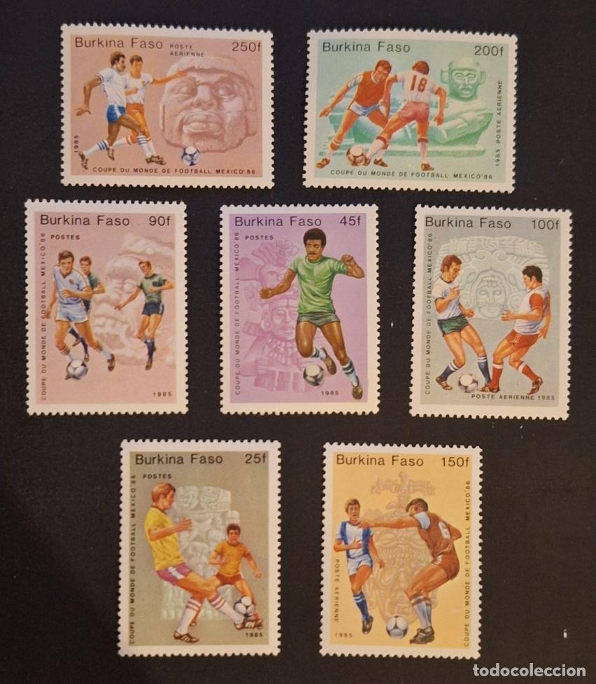 Sellos: Burkina Faso 1985 Mi. 988-994 Copa del Mundo f&uacute;tbol M&eacute;xico 86
