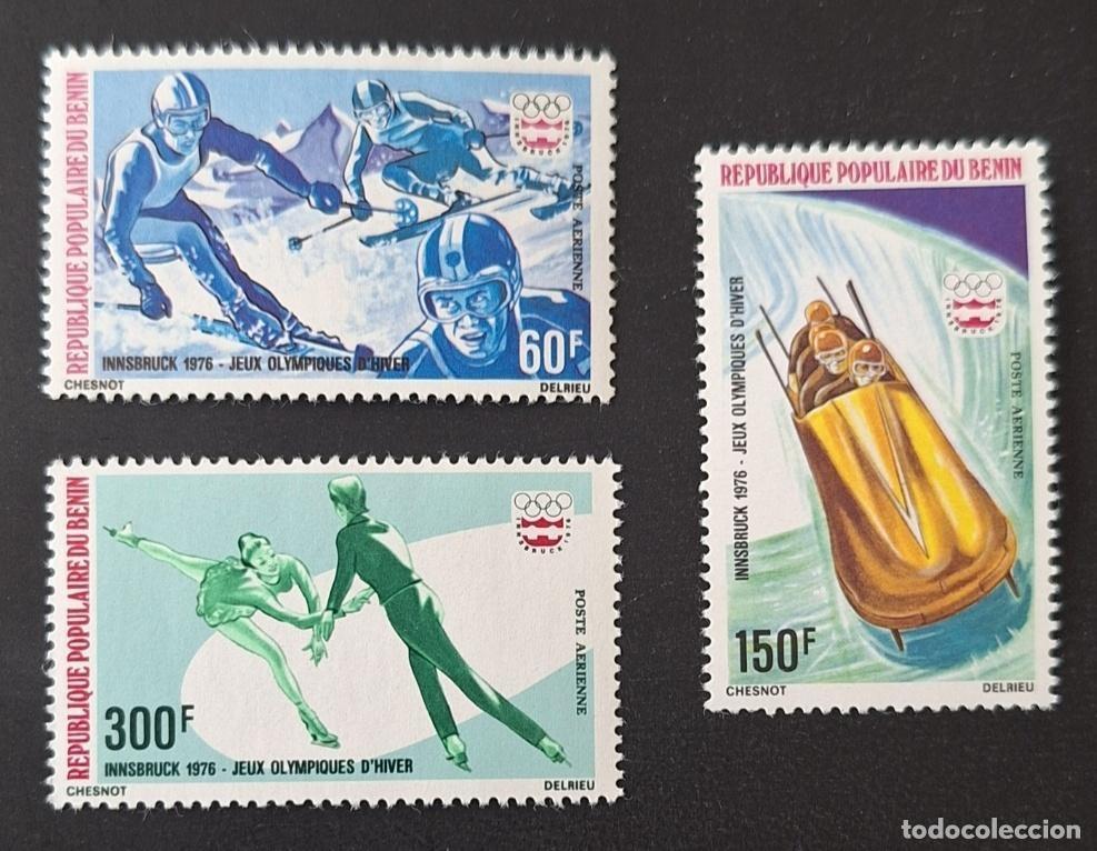 Selos: Ben&iacute;n 1976 Mi. 46-48 Juegos Ol&iacute;mpicos Invierno Innsbruck bobsleigh esqu&iacute;