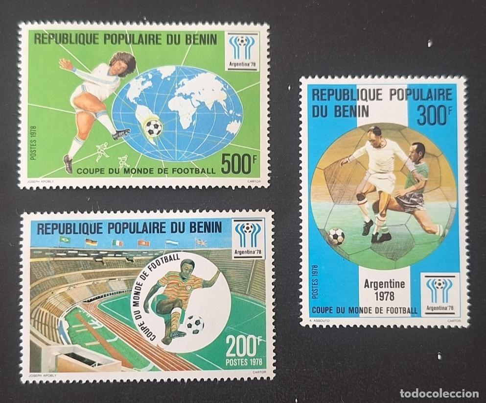Sellos: Ben&iacute;n 1978 Mi. 132-134 Copa del Mundo f&uacute;tbol Argentina estadio
