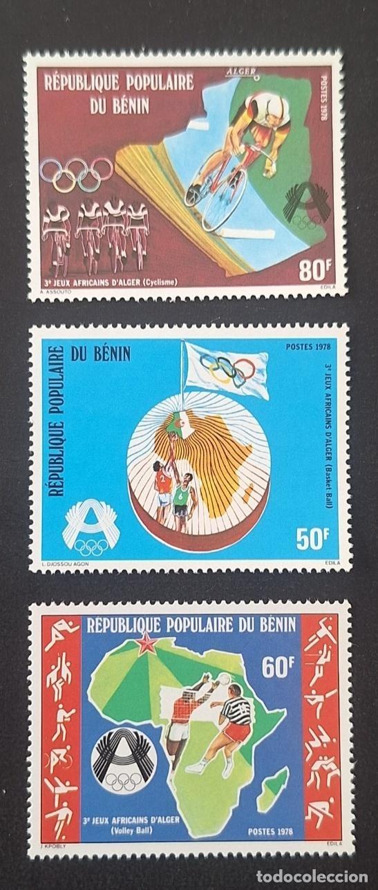 Sellos: Ben&iacute;n 1978 Mi. 144-146 Juegos Africanos Argel ciclismo voleibol