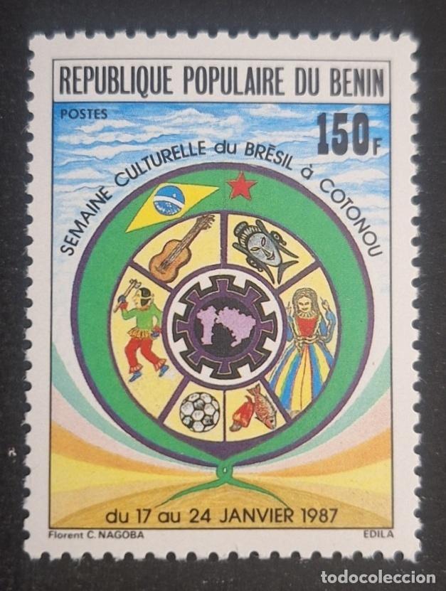 Sellos: Ben&iacute;n 1987 Mi. 452 Semana cultural Brasil Cotonou f&uacute;tbol danza