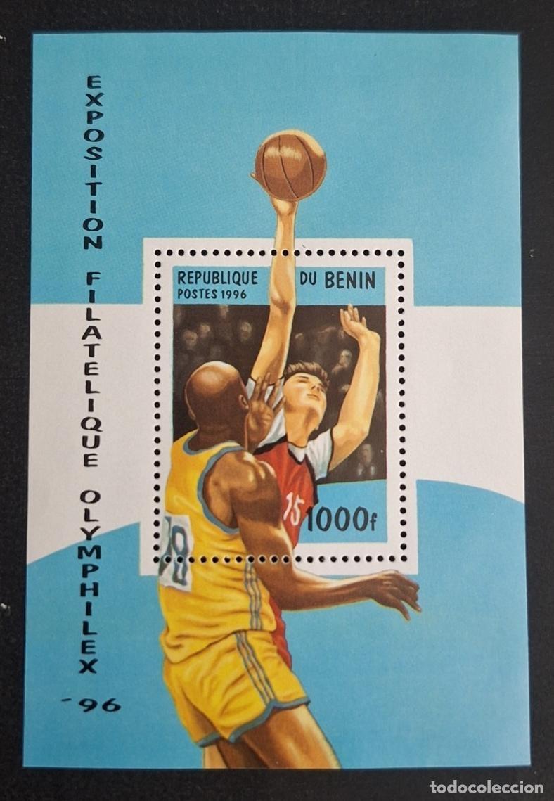 Sellos: Ben&iacute;n 1996 Mi. Bl. 20 Baloncesto Olymphilex exposici&oacute;n deportiva