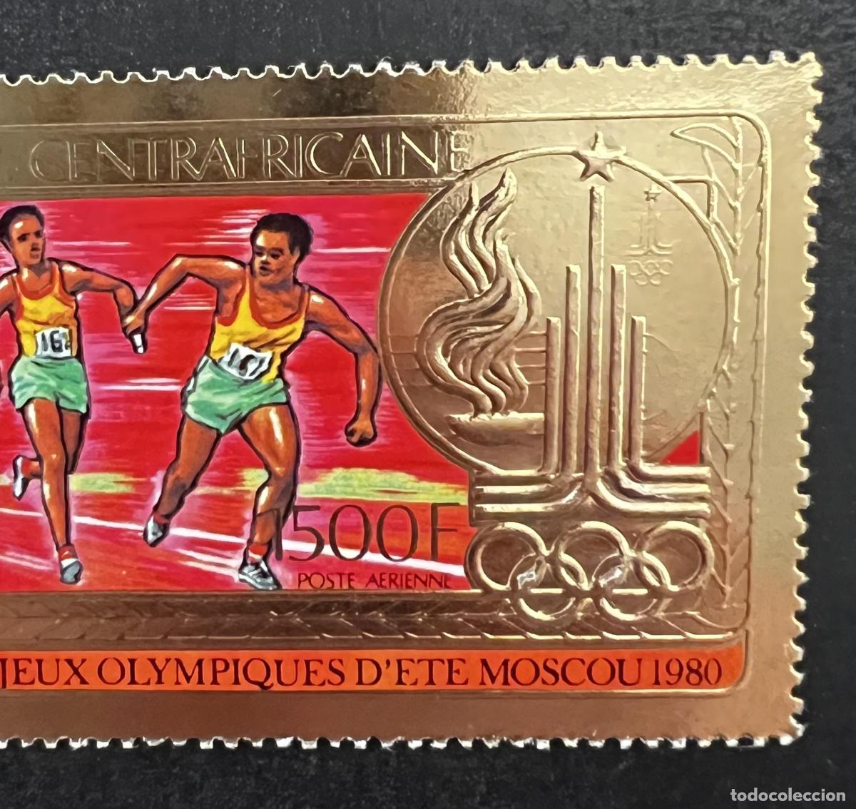 Sellos: Centro&aacute;frica 1980 Mi. 686 JJ.OO. Mosc&uacute; relevo atletismo oro