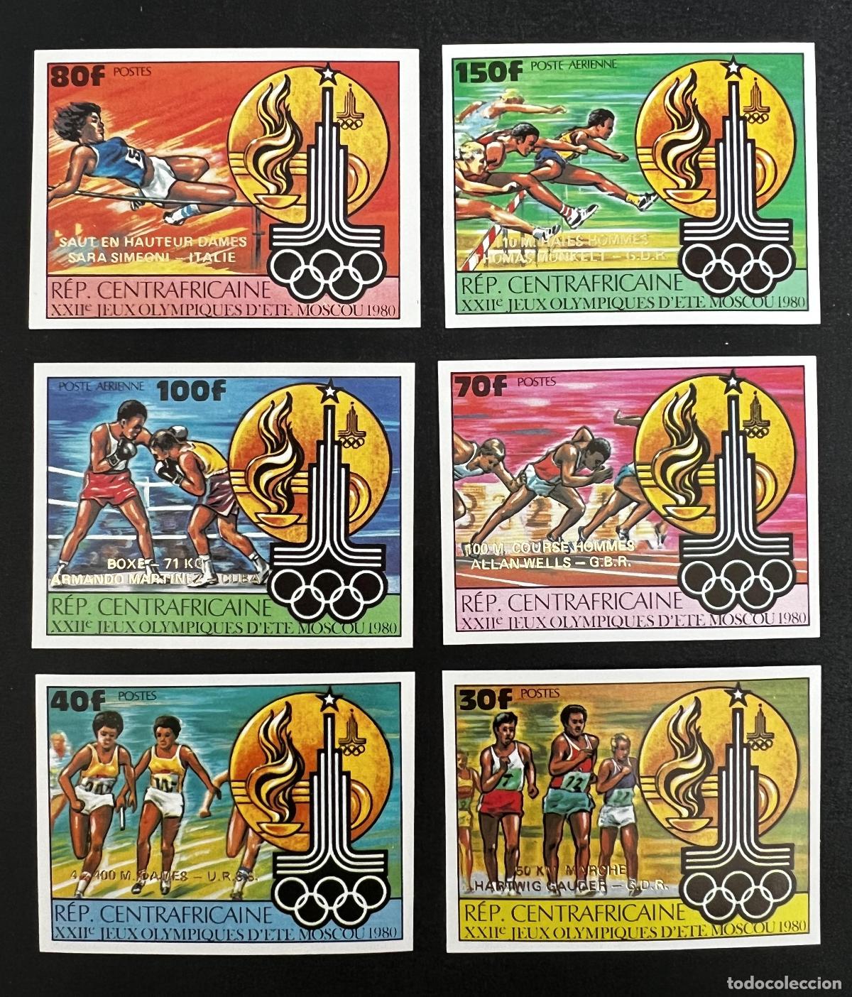 Briefmarken: Centro&aacute;frica 1980 Mi. 726-731B ND Juegos Ol&iacute;mpicos Mosc&uacute; atletismo